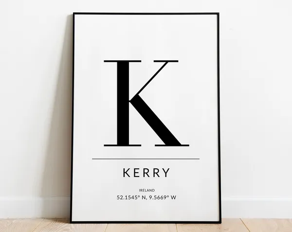 Kerry Irish GPS Coordinates Travel Poster