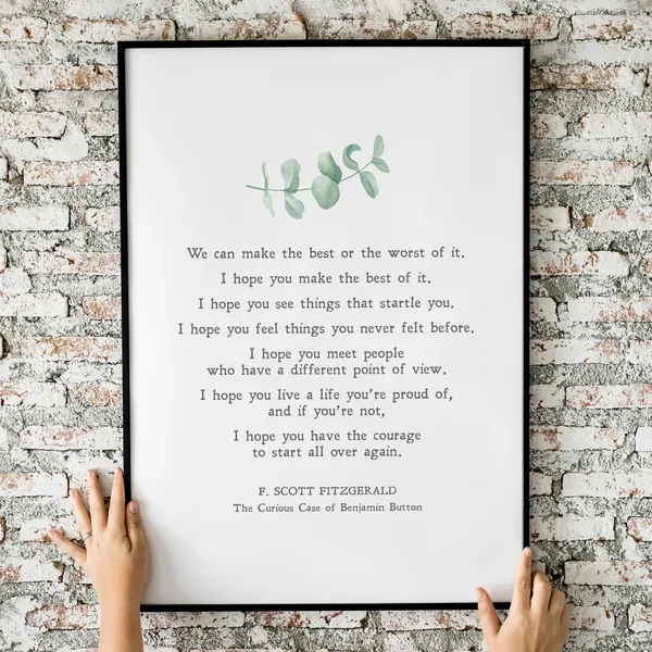 F. Scott Fitzgerald Gatsby Quote, Minimalist Poster