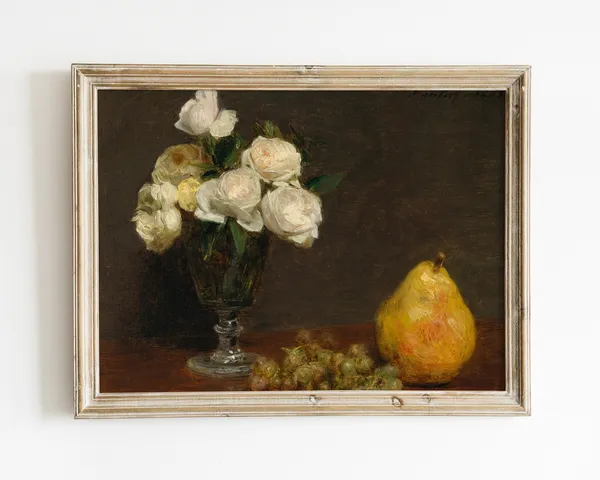 Flower Oil Painting, Vintage Floral Still Life Art Print