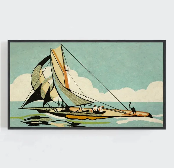 Sailboat Vintage Japan-Inspired Travel Poster