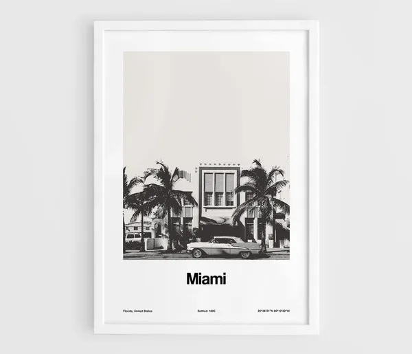 Miami Beach Historic Photo, Art Deco District Poster