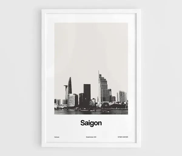 Saigon City Minimalist Travel Poster, Vietnam Skyline