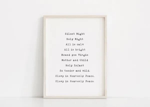 Silent Night Christmas Sign, Farmhouse Art Print