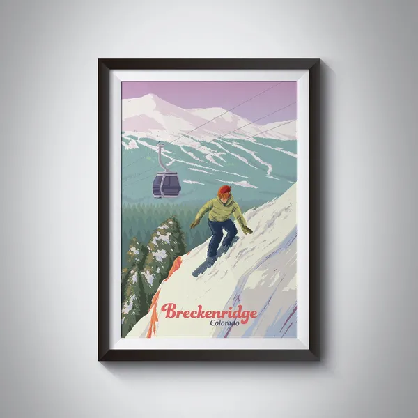 Breckenridge Colorado Vintage Ski Resort Travel Poster