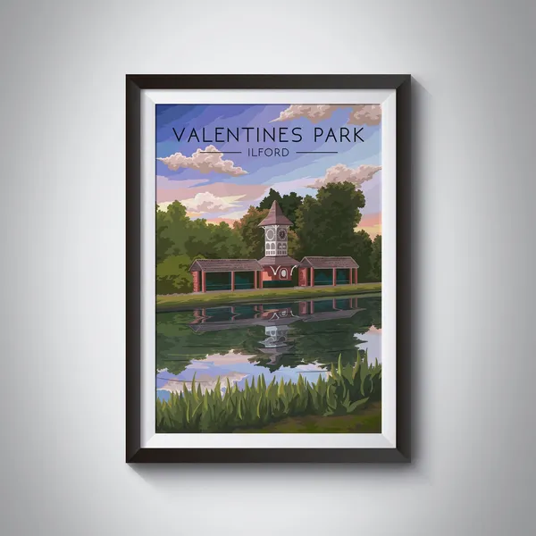 Valentines Park London Travel Poster, Redbridge Art Print