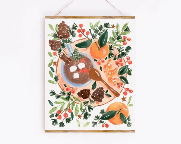 Clementines And Hot Chocolate Christmas Art Print
