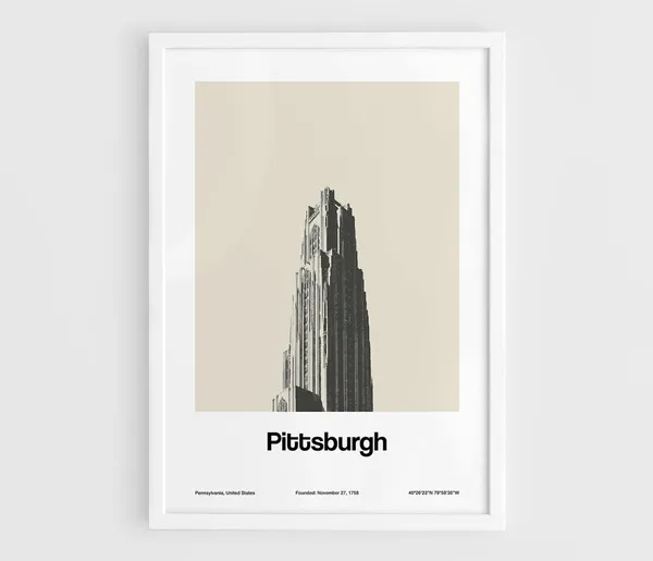 Pittsburgh Cathedral Of Learning Skyline, Minimalist Poster