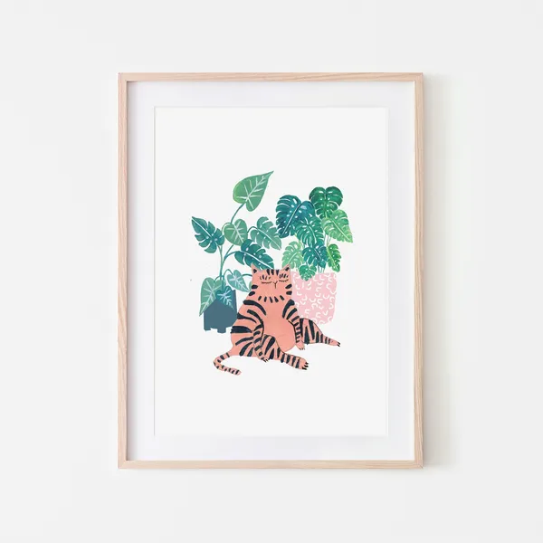 Plant Cat Cat Lover Gift Art Print