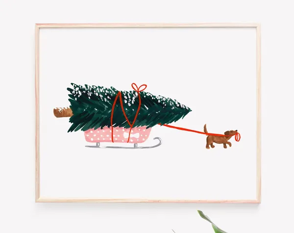 Furry Helper Holiday Christmas Art Print