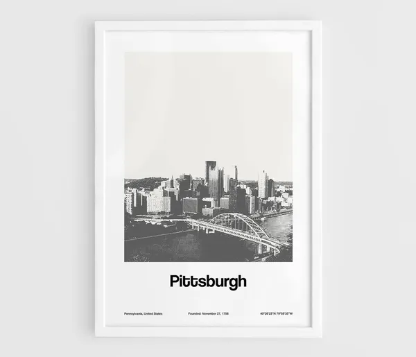 Pittsburgh Skyline, Minimalist Pennsylvania Travel Poster