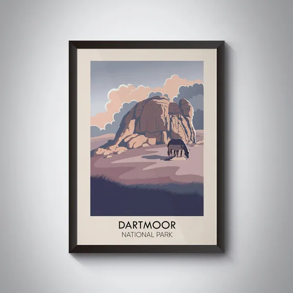 Dartmoor National Park Retro Travel Poster Print