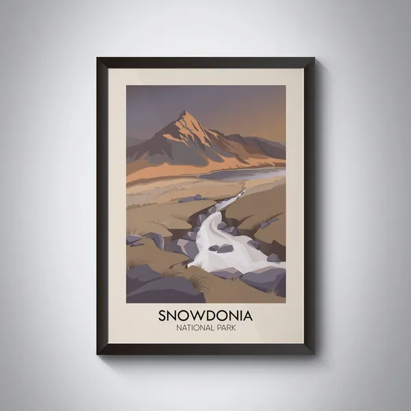 Snowdonia National Park Vintage Travel Poster, Wales