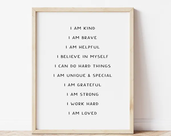 Positive Affirmations for Kids Boho Art Print