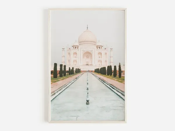 Taj Mahal Boho Travel Poster, Minimalist India Art