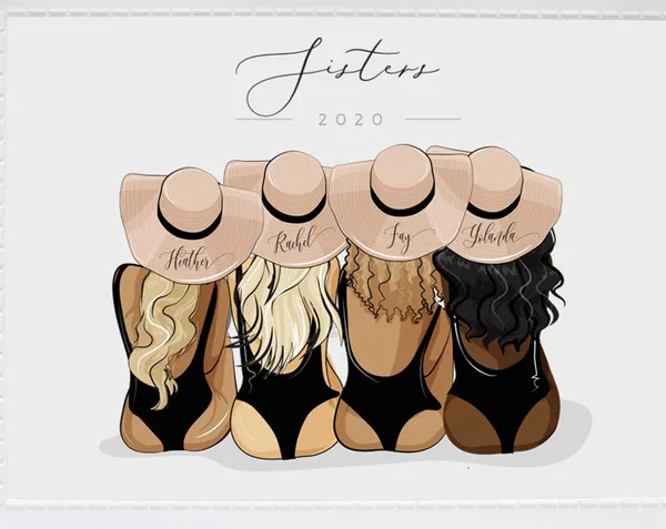 Personalized Best Friend Bridesmaid Illustration Art Print