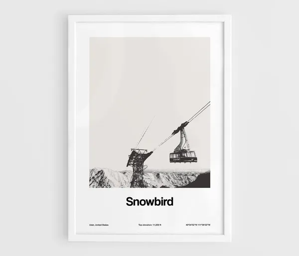 Snowbird Utah Minimalist Travel Poster, Little Cottonwood
