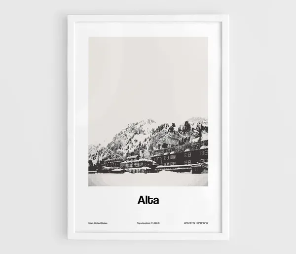 Alta Utah Travel Poster, Wasatch Mountains Print