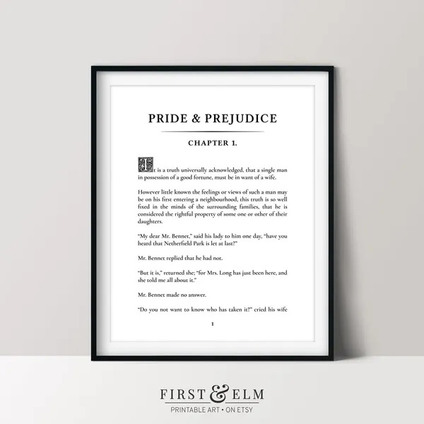 Pride And Prejudice Literary Art Print, Novel Pages
