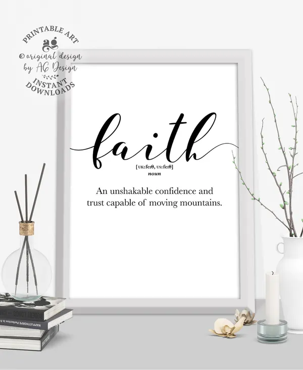 Faith Definition Art Print, Christian Encouragement