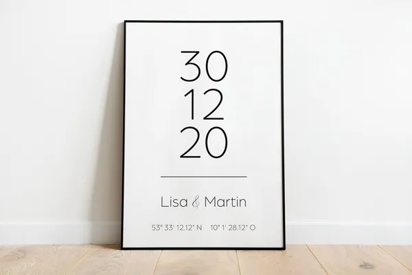 Personalized Wedding Day Coordinates Poster
