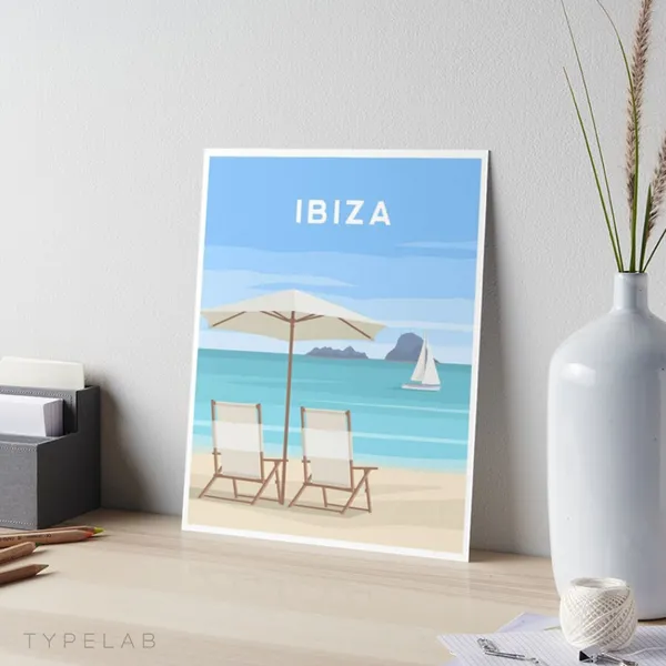 Ibiza Travel Poster, Balearic Islands Wall Decor