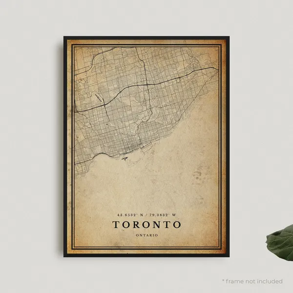 Toronto Vintage Map Print, Retro Ontario Poster