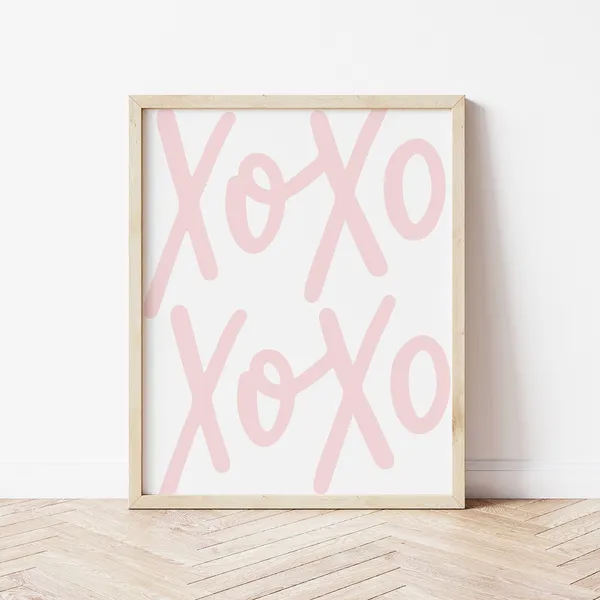 X And O Pink Valentine Print for Girl's Room