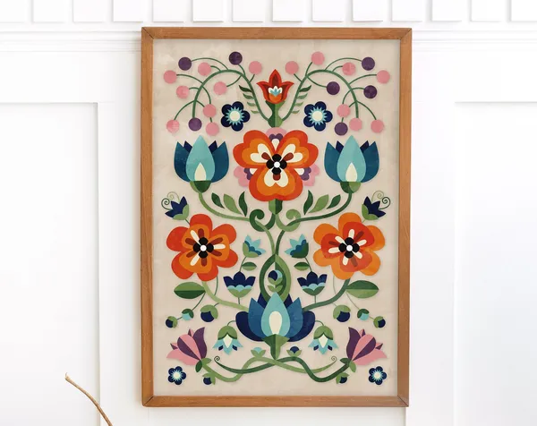 Mountain Flowers Folk Motif Art Print