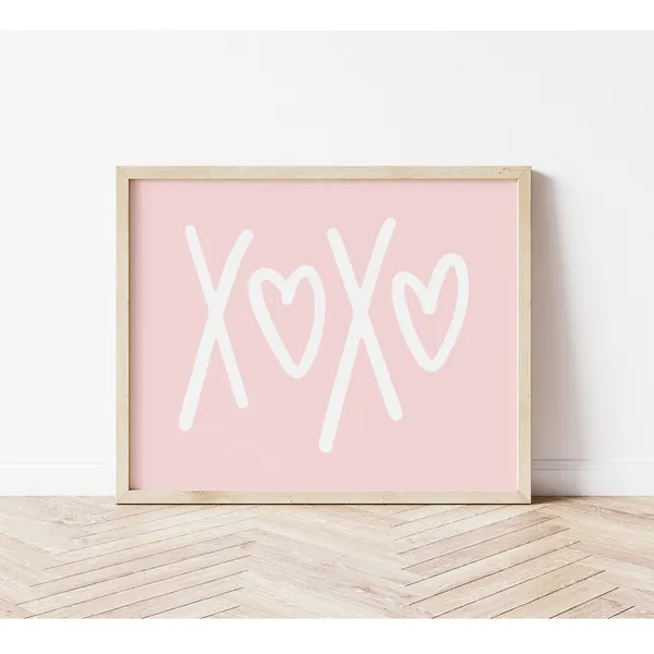 Girls Valentines Day X And O Pink Wall Art Print