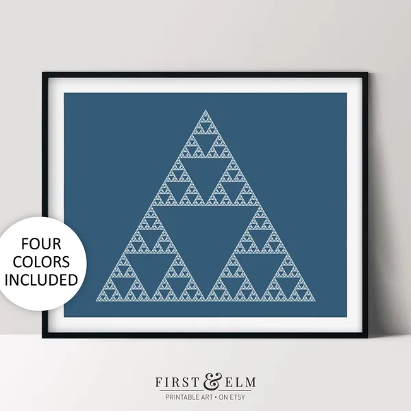 Sierpinski Triangle Fractal Art Print, Modern Science