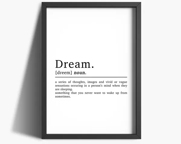 Dream Definition Quote Print, Bedroom Wall Decor