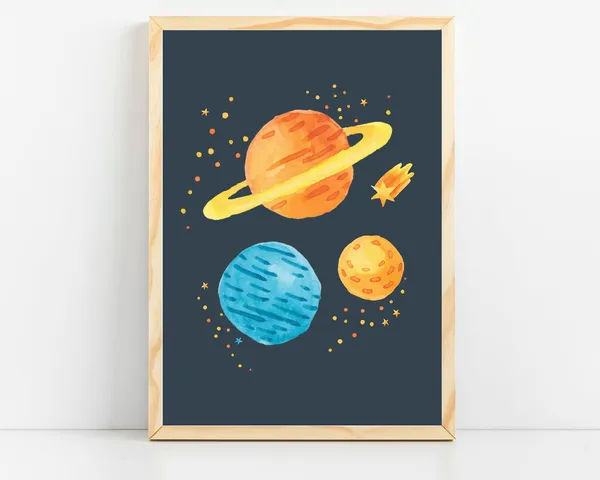 Space Nursery Print, Outer Space Kids Art Print