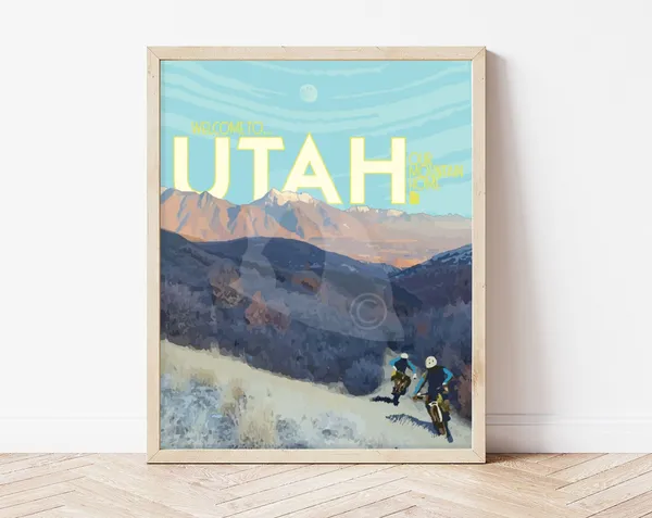 Utah Mountain Biking Vintage Style Travel Poster