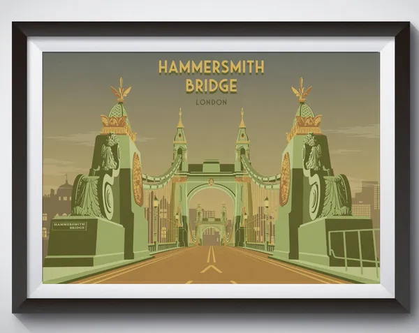 Hammersmith Bridge London Vintage Travel Poster