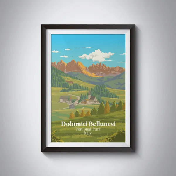 Dolomiti Bellunesi National Park Vintage Travel Poster