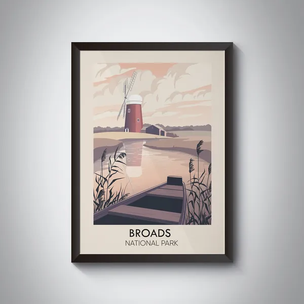Broads National Park Vintage Travel Poster, Norfolk