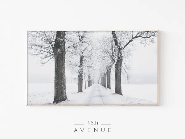 Winter Trees Seasonal Art Print for TV Decor
