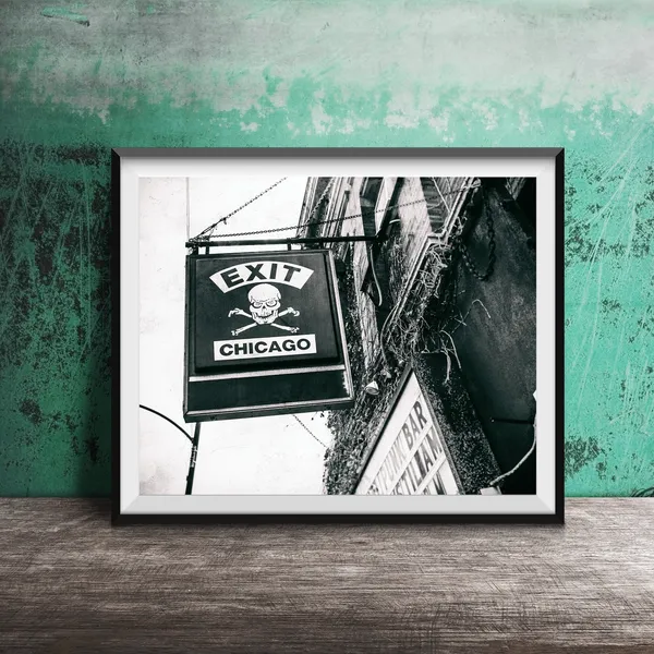 Exit Chicago Wall Art, Chicago Bar Sign Poster