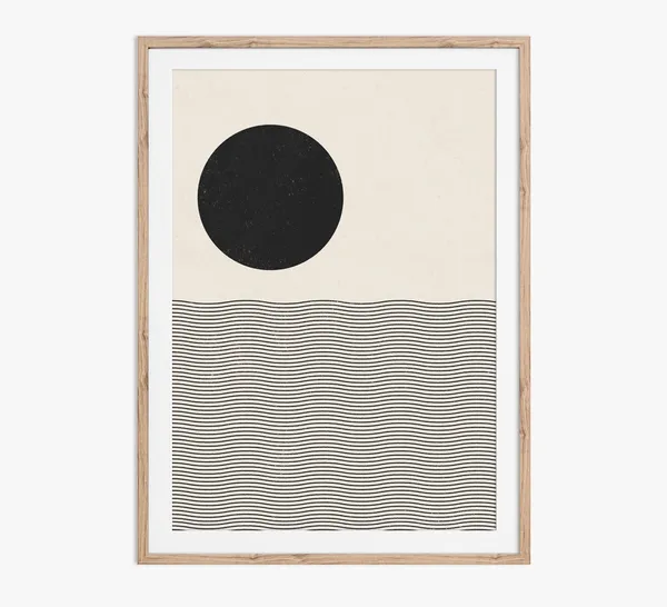 Ocean Waves, Mid-Century Modern Woodblock Art Print