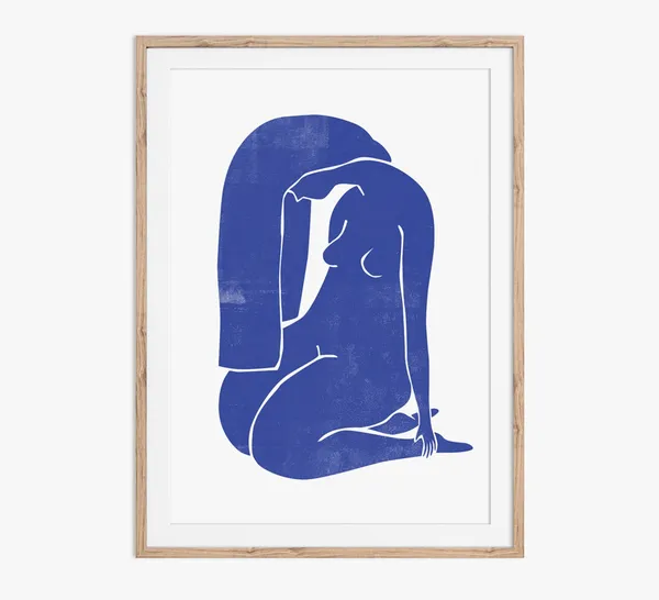 Female Nude Woodblock Style Illustration Art Print