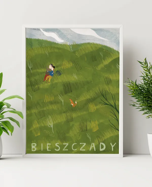 Bieszczady Mountains Travel Poster, Poland Landscape