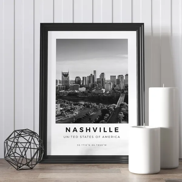 Nashville Black And White Travel Poster, Tennessee
