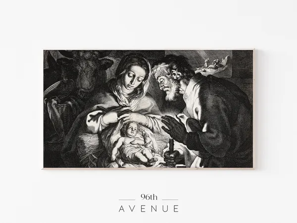Christmas Nativity Scene Art Print for TV Decor