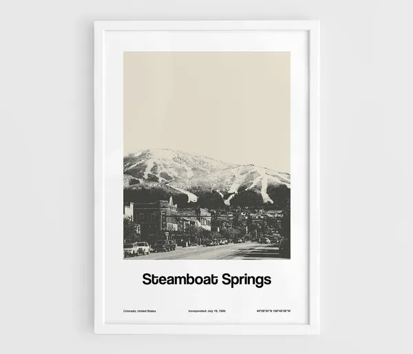 Steamboat Springs, Colorado Mountain Poster, Minimalist