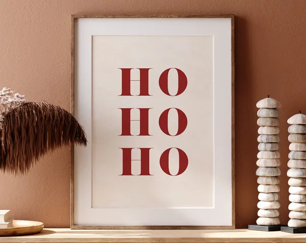 Ho Ho Ho Christmas Festive Wall Art Print