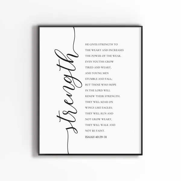 Isaiah 40:29-31 Bible Verse Poster, Minimal Scripture