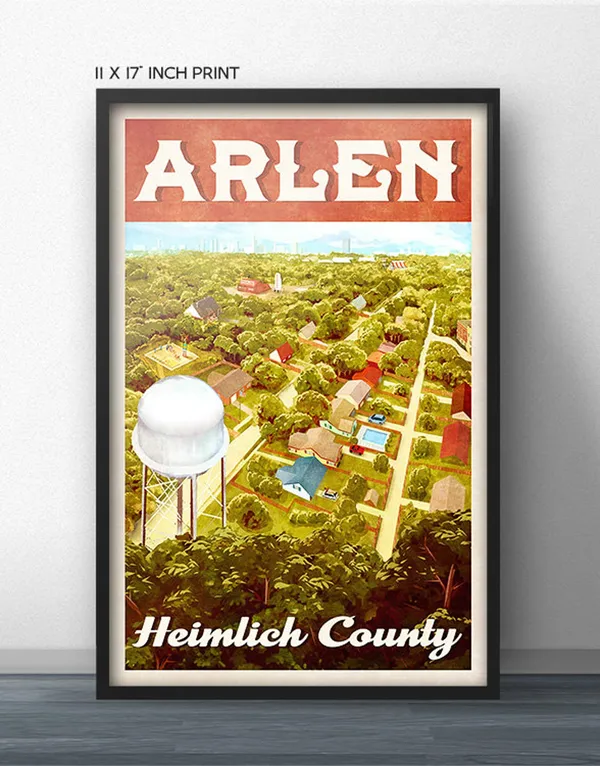 King Of The Hill Arlen Texas Vintage Travel Poster