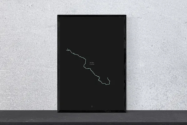 Elbe River Poster, Black Blue Minimal Modern Art Print