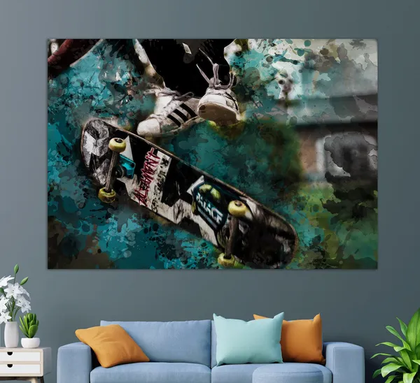 Skateboarding Painting, Skateboarder Art Print