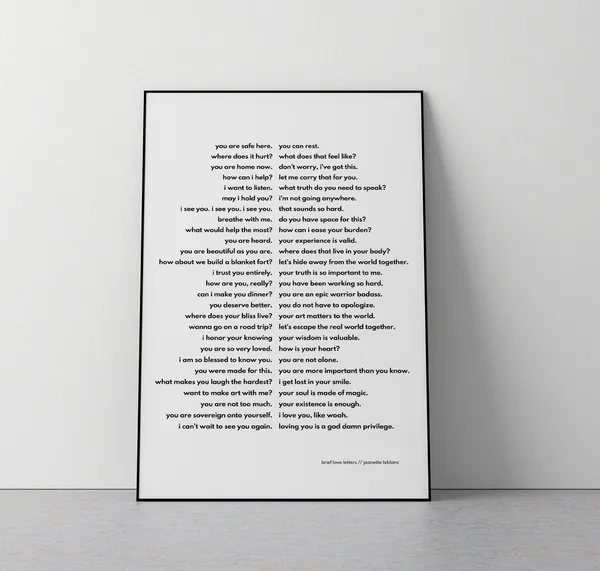 Love Letters Inspirational Typography Art Print